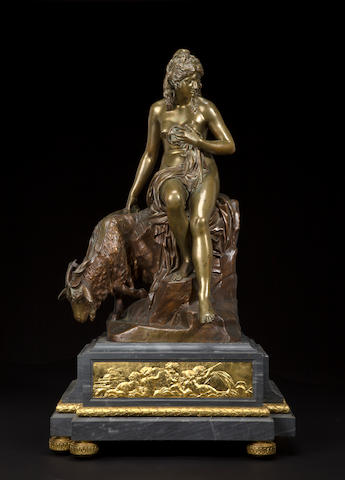After Pierre Julien (French, 1731-1804) A patinated bronze sculpture of Amalthea