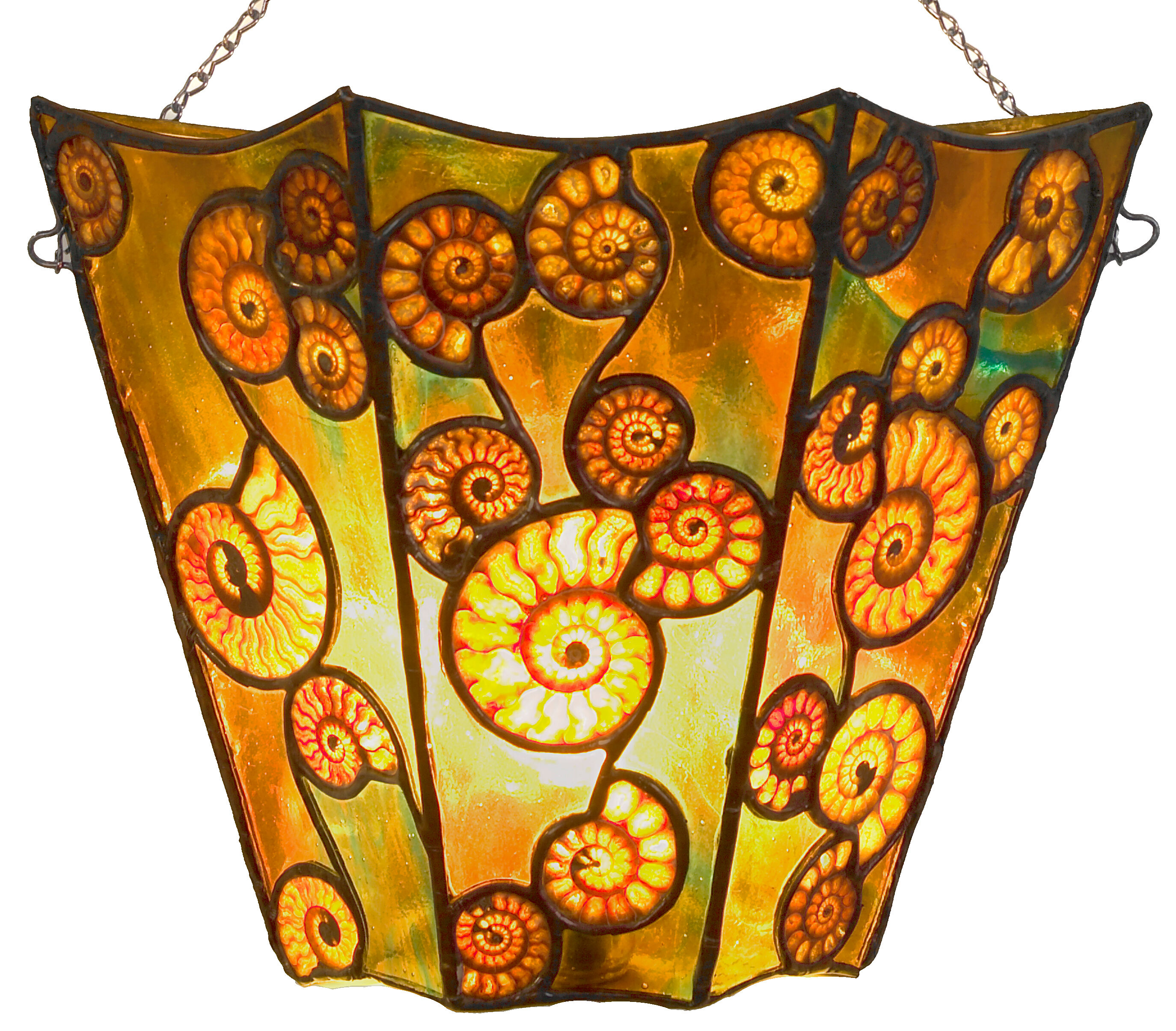 Bonhams : Ammonite and Stained Glass Illuminated Wall Sconce