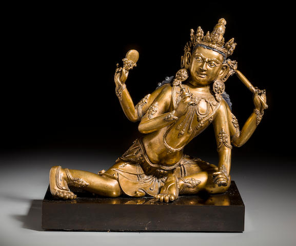 A gilt copper alloy deity from a Vajrabhairava shrine