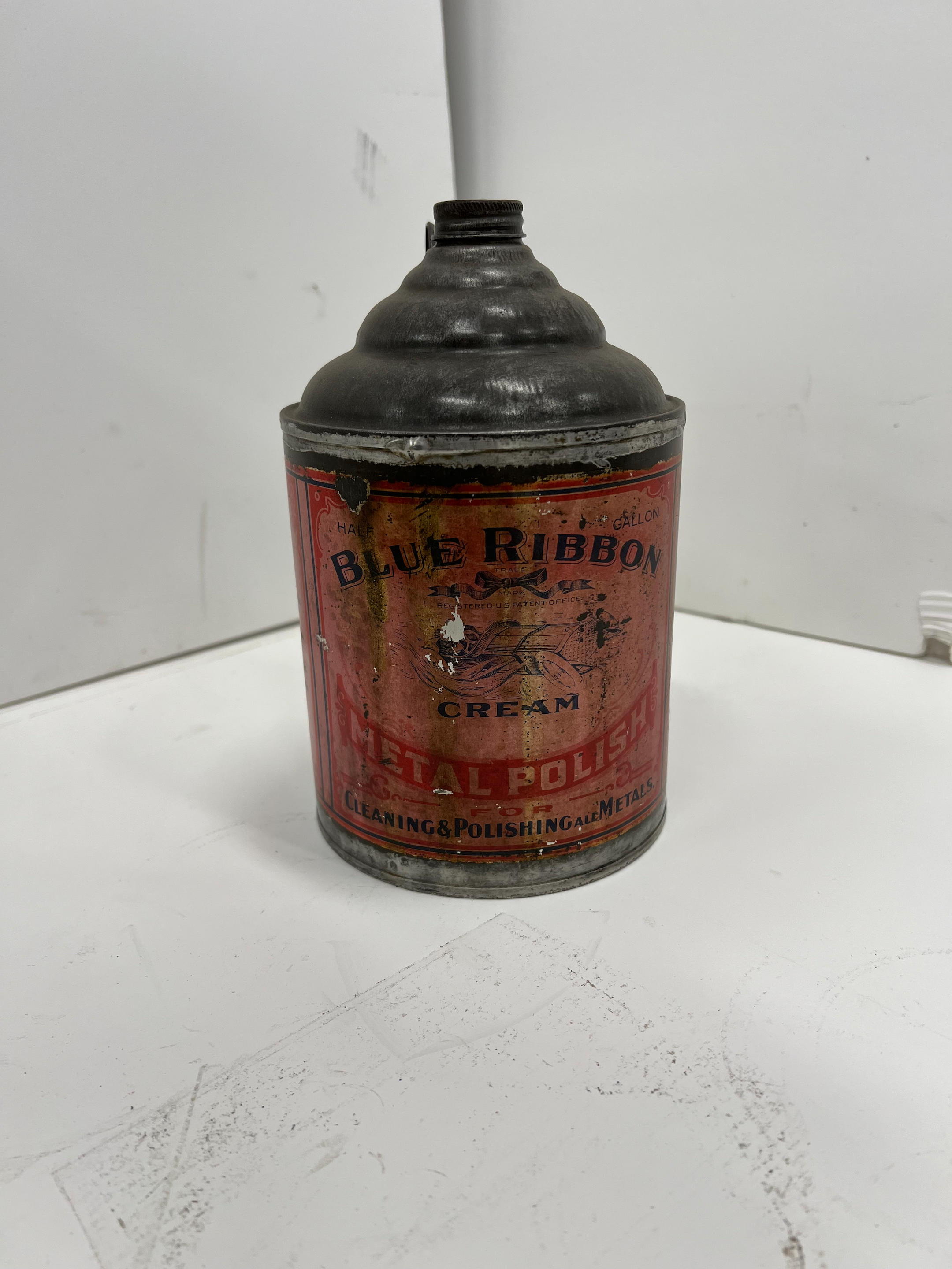 Bonhams Cars : A Blue Ribbon Cream Metal Polish Half-gallon Can