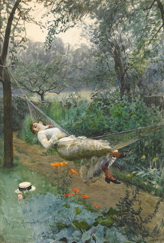 Bonhams : Anders Zorn (Swedish 1860-1920) In the hammock 56 x 38