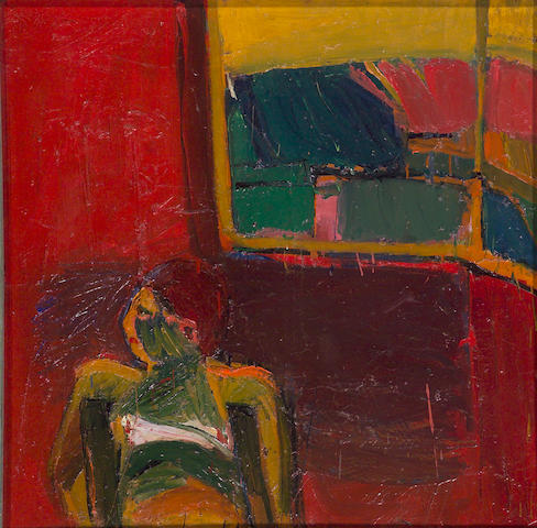 Bonhams : Joan Brown (American, 1938-1991) Untitled (Figure Red Wall ...