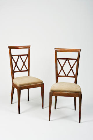 Bonhams : A pair of Jules Leleu limed oak chairs