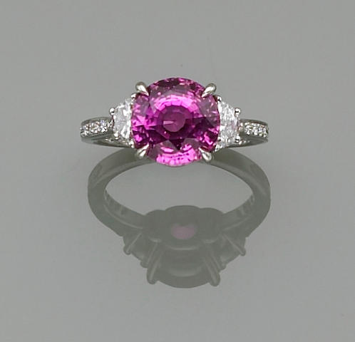 Bonhams : A pink sapphire and diamond ring, Paolo Costagli