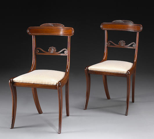 Bonhams : A set of eight Regency mahogany dining chairs