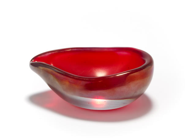 Carlo Scarpa for Venini Murano Glass Bowls- Red/Gold