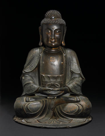 Bonhams : A large bronze seated Buddha Ming Dynasty