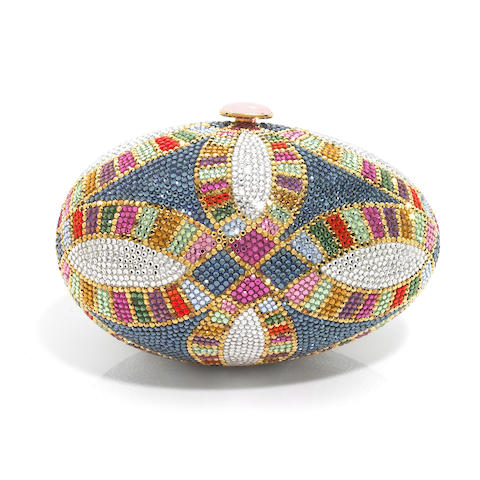 Bonhams : A multi-colored crystal egg purse with geometric designs,