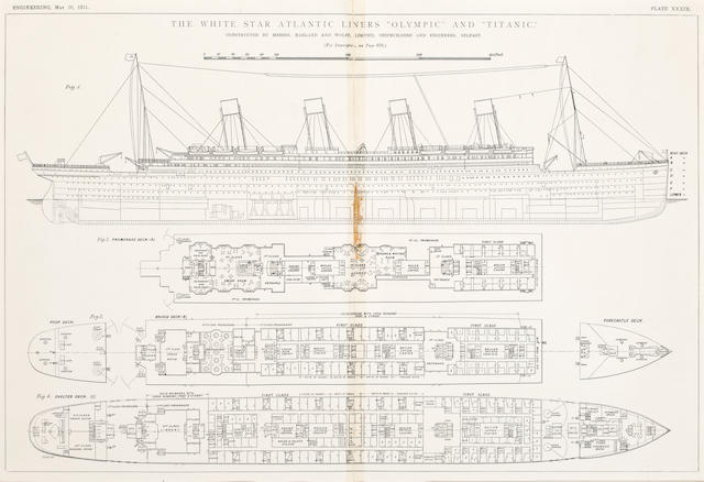 Bonhams : [OLYMPIC-TITANIC] A pair of deck plans from British Journal ...