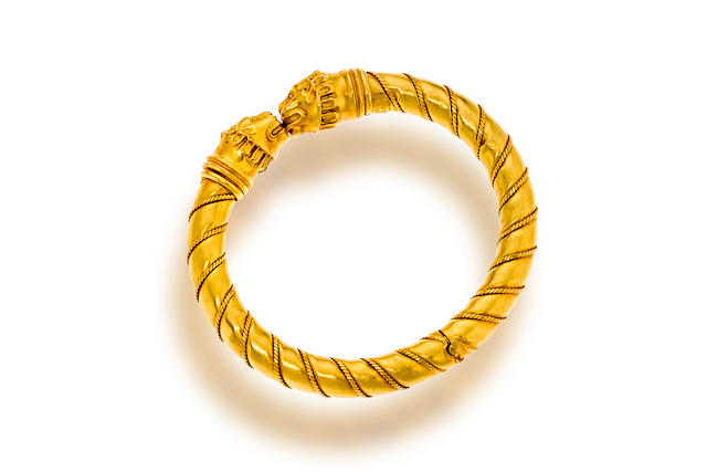 Bonhams : A twenty-two karat gold bangle bracelet, LaLaounis