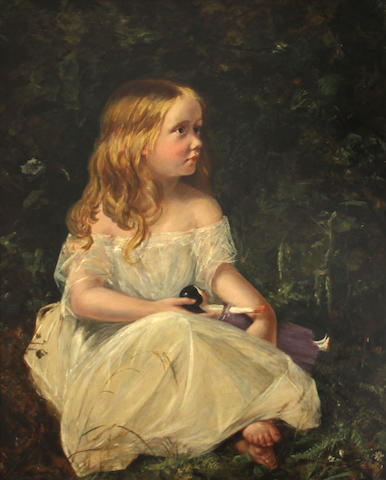 Bonhams : Charles James Lewis, RI (British, 1830-1892) A young girl ...