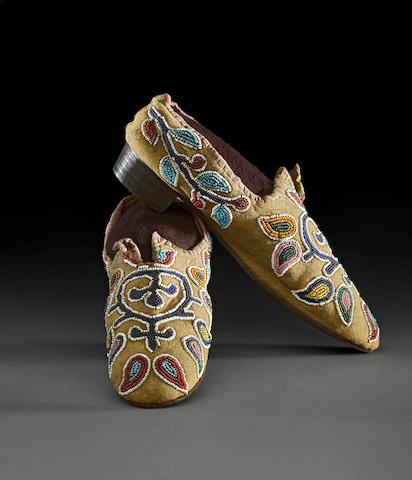 Bonhams : A rare and unusual example of Santee Dakota beaded footwear