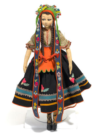 Bonhams : A Lenci cloth lady doll in traditional Hungarian costume
