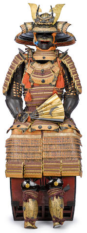 Bonhams : An orange and purple-laced haramaki armor with an impressive ...