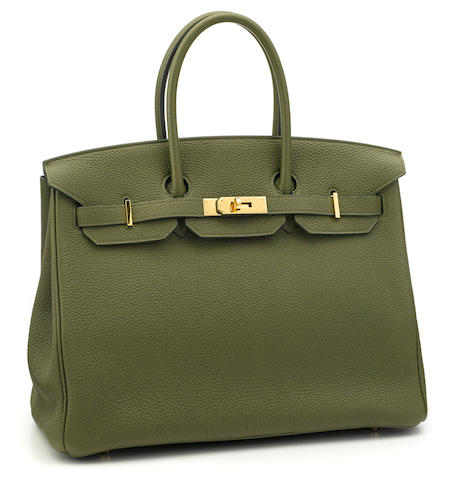 Bonhams : An Hermès green leather Birkin handbag