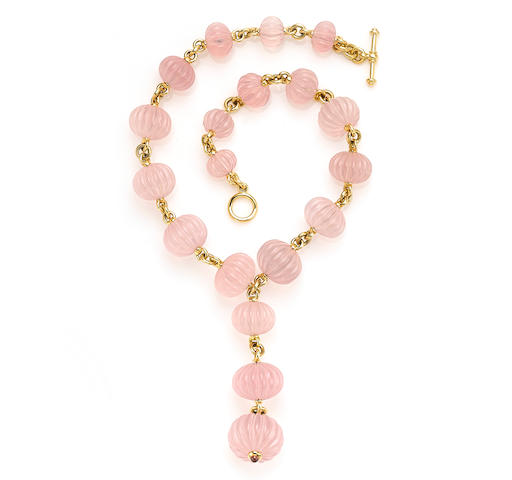 Bonhams : A rose quartz bead necklace, Paloma Picasso, Tiffany & Co.