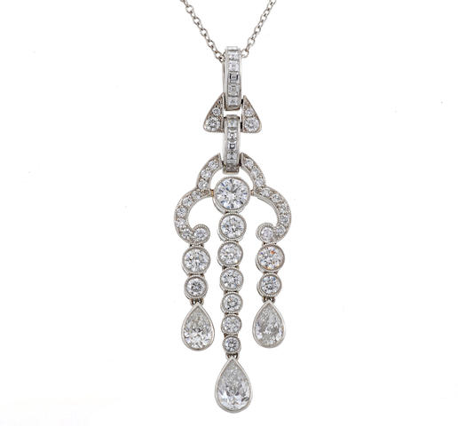 Bonhams : A diamond chandelier style pendant with chain, Tiffany & Co.