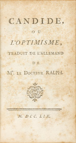 Bonhams Voltaire Francois Marie Arouet 1694 1778 Candide Ou L Optimisme Paris 1759