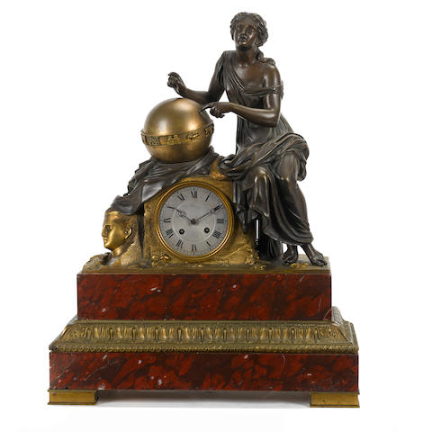 Bonhams : A French gilt and patinated bronze and rouge marble mantel ...