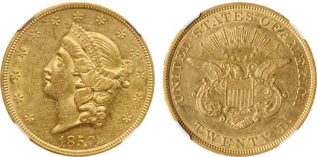 Bonhams : 1850 $20 AU55 NGC This historic coin represents the first ...