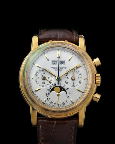 Bonhams : Patek Philippe A fine 18K gold chronograph wristwatch with ...