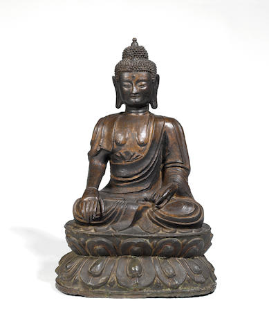 Bonhams : A large bronze figure of Buddha Ming Dynasty