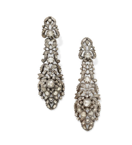 Bonhams : A pair of 19th century diamond and silver-topped gold ear ...