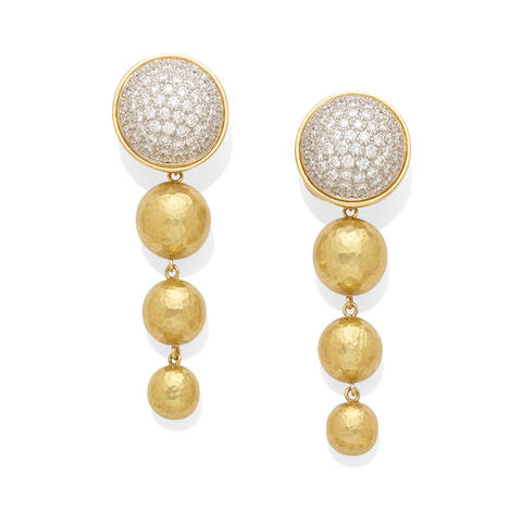 Bonhams : A pair of pavé diamond ear clips, Paloma Picasso for Tiffany ...