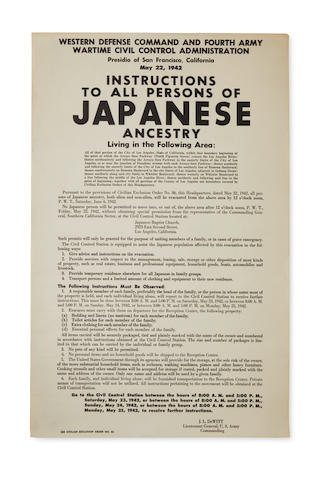 Bonhams : US JAPANESE-AMERICAN INTERNMENT POSTER: CIVILIAN EXCLUSION ...