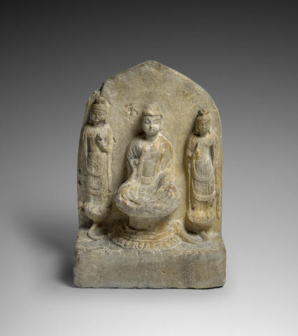 Bonhams : A Rare Limestone Buddhist Triad Tang dynasty