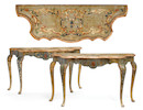 Thumbnail of A pair of Venetian Rococo paint decorated and scagliola consoles  mid-18th century image 1
