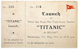 Thumbnail of TITANIC A rare and important ticket to the launching of the R.M.S. Titanic  31st May 1911 3-1/4 x 5-3/8 in. (8.25 x 13.8 cm.) image 2