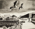 Thumbnail of William Sharp (American, 1900-1961); Gulls and Pier; image 1