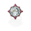 Thumbnail of A GOLD, SILVER-TOPPED GOLD, AQUAMARINE AND GEM-SET RING image 1