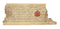 Thumbnail of THREE DOUBLE-SIDED ILLUMINATED PAGES FROM A  PRAJNAPARAMITA SUTRA WEST TIBET, 11TH/12TH CENTURY image 3
