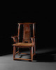 Thumbnail of A RARE AND EXCEPTIONAL HUANGHUALI AND NANMU 'FU' CHARACTER YOKEBACK ARMCHAIR, GUANMAOYI Ming dynasty, 16th/17th century image 12