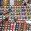 Thumbnail of Three Indonesian betel nut containers ht. 2 1/2, 1 3/4, 2 1/2, lg. of beaded bands 16, 13, and 11 in. image 3