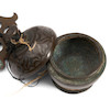 Thumbnail of Three Indonesian betel nut containers ht. 2 1/2, 1 3/4, 2 1/2, lg. of beaded bands 16, 13, and 11 in. image 2