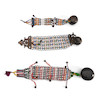 Thumbnail of Three Indonesian betel nut containers ht. 2 1/2, 1 3/4, 2 1/2, lg. of beaded bands 16, 13, and 11 in. image 1