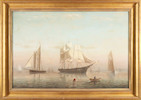 Thumbnail of William Formby Halsall (American, 1841-1919) Ships in Boston Harbor 20 x 30 in. image 1