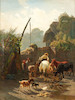 Thumbnail of Peter Moran (American, 1841-1914) Farmyard 48 x 36 in. framed 56 1/4 x 44 /14 x 2 3/4 in. image 1