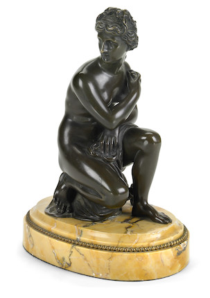 Bonhams : A patinated bronze figure of the Crouching Venus after the ...