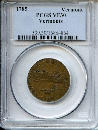 Bonhams : 1785 Vermont Copper, VERMONTS VF30 PCGS