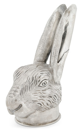 Bonhams : An English silver stirrup cup in the form of a hare for ...