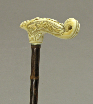 Bonhams : Two ivory canes late 19th/early 20th century