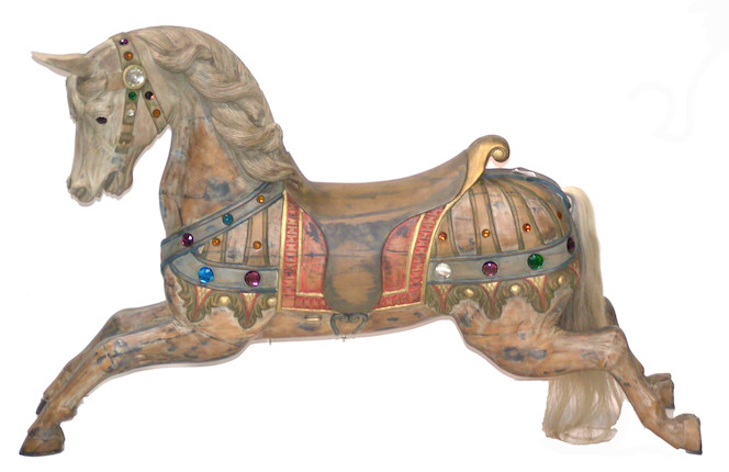 Bonhams : An English carved wood and jeweled carousel horse