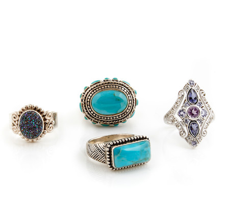 Bonhams : A large collection of stone and silver rings