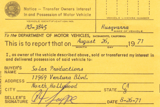 Ex-Steve McQueen, from the 1984 Estate Auction,1971 Husqvarna 400 Cross Frame no. MI3845 Engine no. MI3845 image 4
