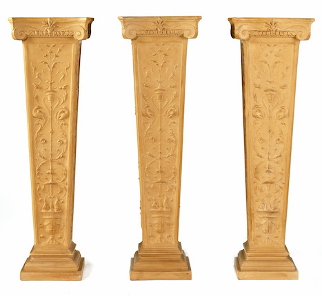 Bonhams : A set of three Renaissance style terracotta pedestals
