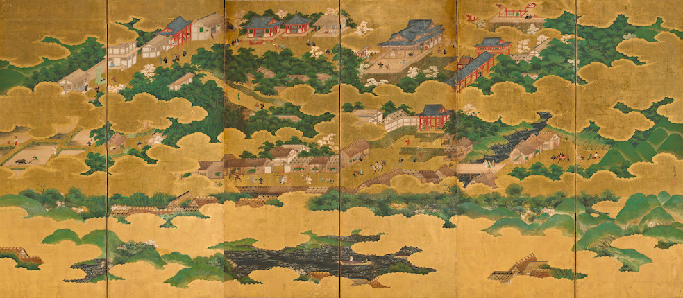 Bonhams : Kano Masunobu (1625-1694) Itsukushima Shrine and Hasedera